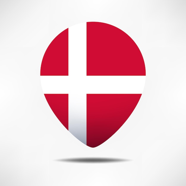 Danemark carte pointeurs drapeau avec ombre Pin flag