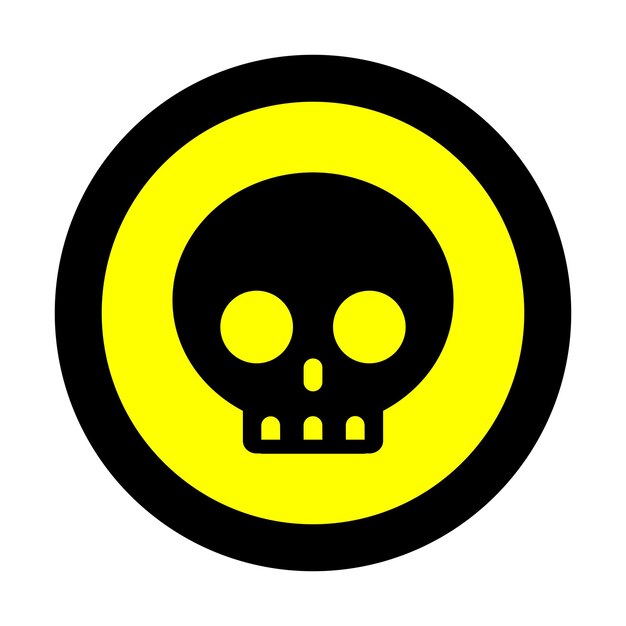 Vecteur danger cercle jaune crâne signe d'avertissement de précaution danger de circulation symbole de poison toxique isolé
