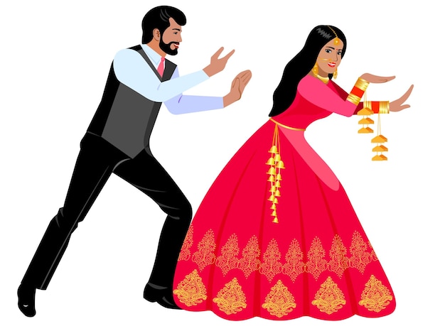 Vecteur la danse de la mariée indienne