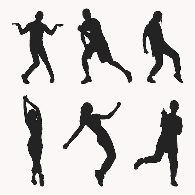 Vecteur danse silhouette de danseur plat