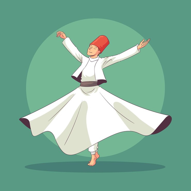 danse soufie dessinée à la main
