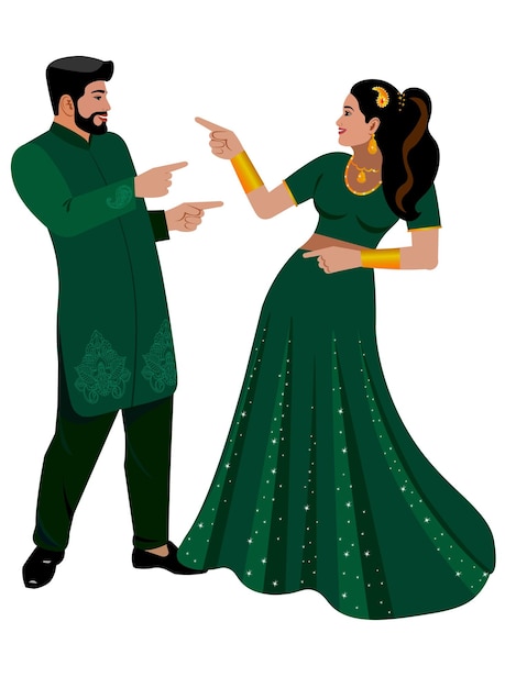 Vecteur danseur de mariage indien meilleur couple