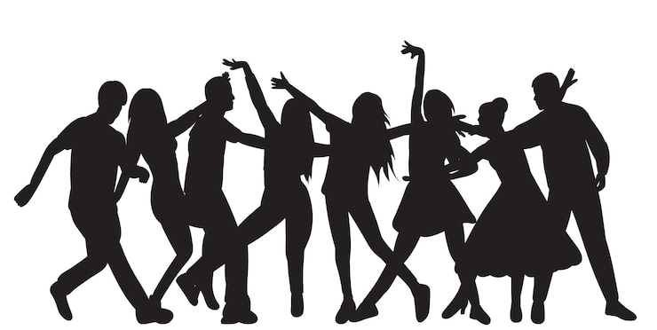 Vecteur danseurs femmes et hommes silhouette vecteur isolé