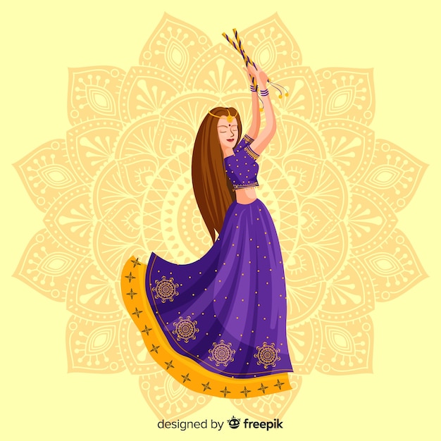 Vecteur danseuse dandiya