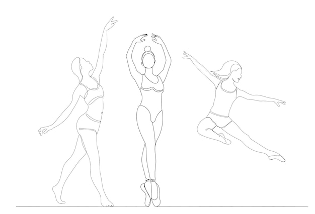 Danseuses Dessinant Une Ligne Continue