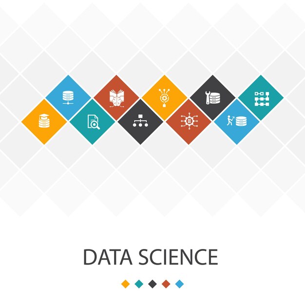 Data Science à la mode UI modèle infographie concept machine learning Big Data Database Classification icônes simples