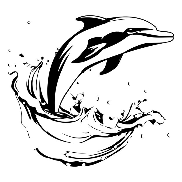 Un Dauphin Sautant De L'eau Illustration Vectorielle Sur Fond Blanc