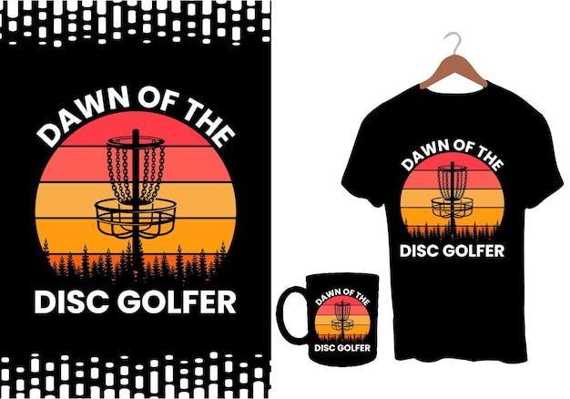 Dawn Of The Disc Golfer Joueur de disc golf et conception de t-shirt de golf de disque drôle de coucher de soleil rétro vintage