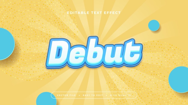 Début bleu et blanc style de police d'effet de texte 3D modifiable