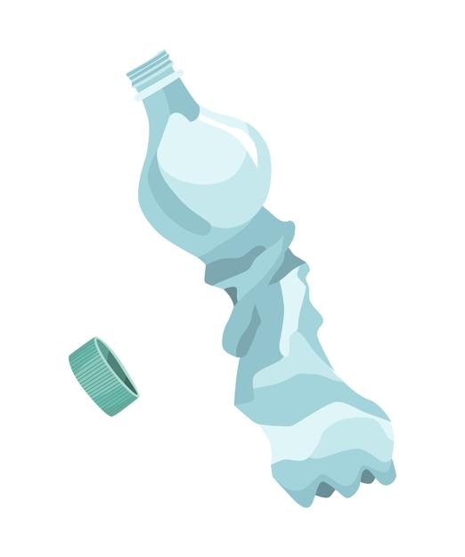 Déchets en plastique isolés sur blanc Ordures Déchets de bouteille en plastique Une chose inutile peut être jetée