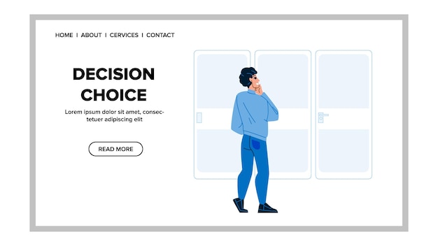 Décision Choix Faisant Jeune Homme Penseur Vecteur