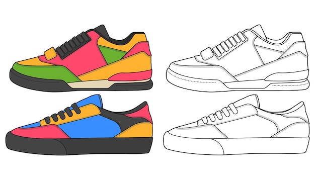Déclenchez Sneaker Chaussure Concept Design Plat Illustration Vectorielle Baskets Dans Un Style Plat