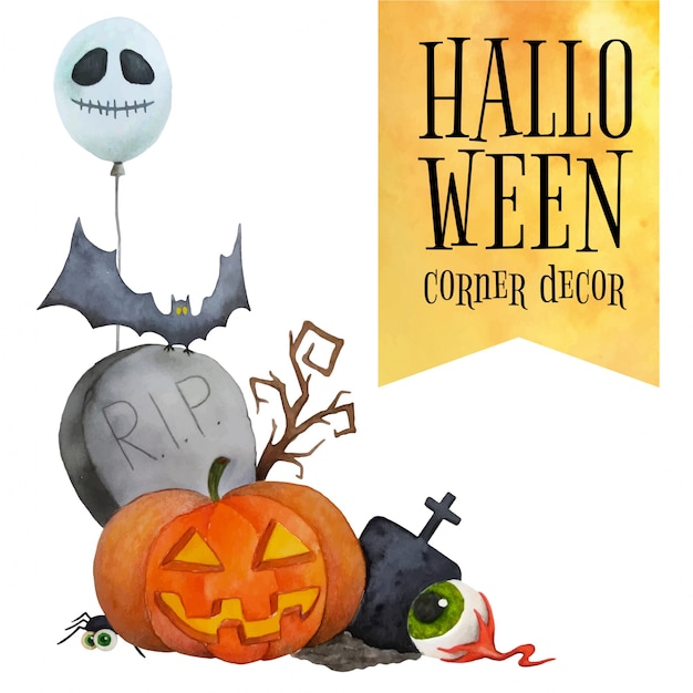 Vecteur décor de coin de halloween pour cartes et affiches