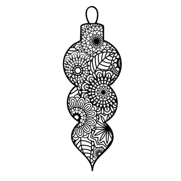 Décor De Noël Zentangle Isolé Sur Fond Blanc