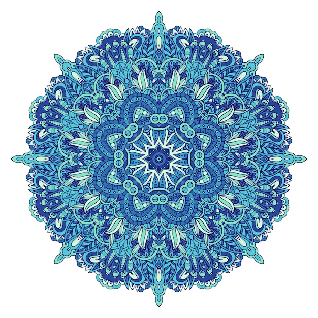 Décoration abstraite de mandala géométrique ethnique bleu.