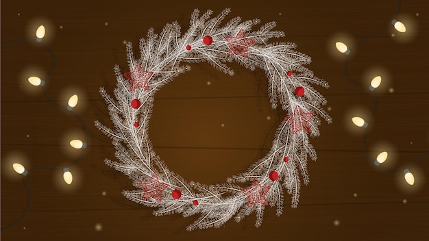 Décoration D'arbre De Noël Fond De Noël Avec Des Branches De Sapin Et Des Baies Couronne De Noël