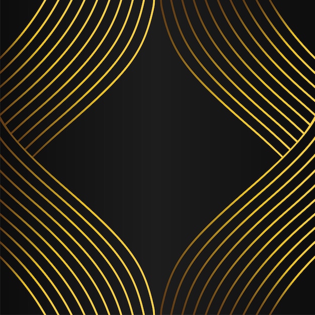 Vecteur décoration de cadre de ligne d'or sur la conception de fond noir