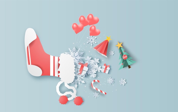 Décoration De Chaussettes Rouges De Noël Avec Des Flocons De Neige Blancs Design Graphique Pour Noël Et L'hiver