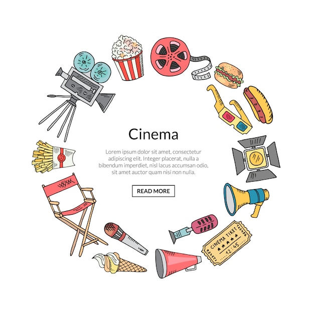 Décoration De Cinéma Doodle En Forme De Cercle