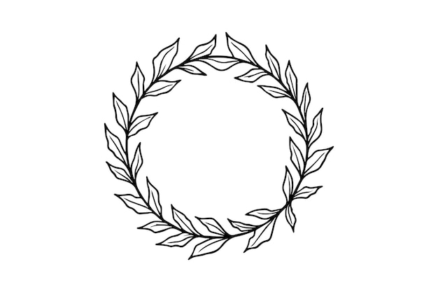 Décoration de couronne de laurier de Noël ligne d'art vectoriel silhouette fond blanc transparent