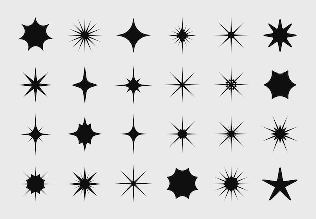 Décoration de l'élément étoile Y2K étroit et étincelant Illustration vectorielle