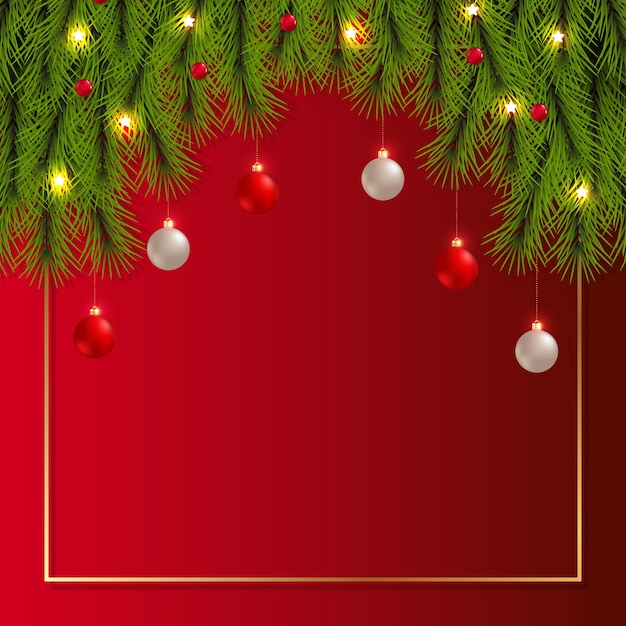 Décoration de fond de Noël avec boule de Noël rouge blanc