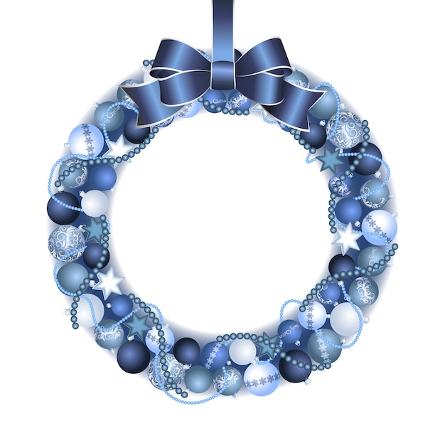 Décoration De Guirlande De Noël De Boules De Noël Bleues Et Argentées