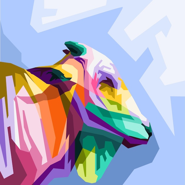 Décoration isolée de style portrait pop art vache demi-corps coloré