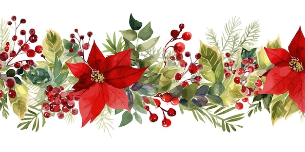 Décoration De Noël à La Bordure Sans Couture Aquarelle Conception D'illustration Vectorielle