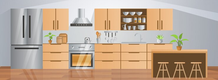 Vecteur décoration de salle de cuisine avec un design dégradé