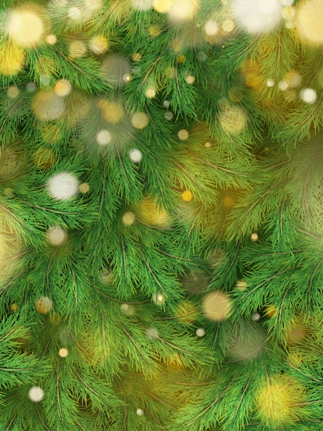 Décorations de fond d'arbre de Noël avec une lumière floue, étincelante et rougeoyante. Modèle de bonne année.