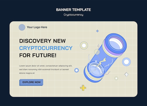 Découverte d'un nouveau modèle de bannière plate 2D de crypto-monnaie