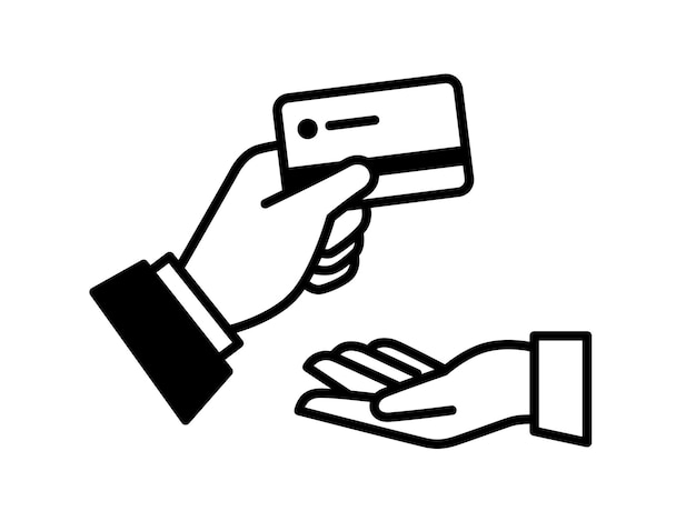 Vecteur décrire l'icône de la main et de la carte de crédit investissements et prêts prêter le besoin d'argent