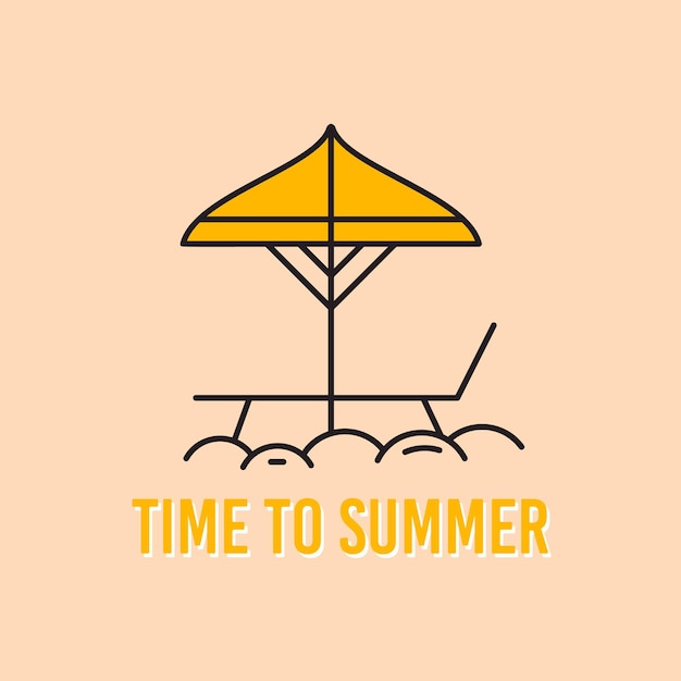 Décrire Le Modèle De Conception De T-shirt Vectoriel Avec Parasol Et Chaise Et Lettrage Time To Summer Sur Fond Jaune