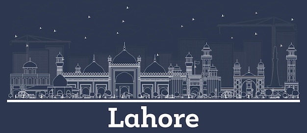 Décrire les toits de la ville de Lahore au Pakistan avec des bâtiments blancs. Illustration