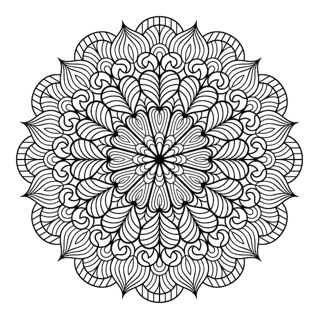 Décrit Le Vecteur D'art De Motif Floral De Mandala Dessiné à La Main, Pages à Colorier De Mandala