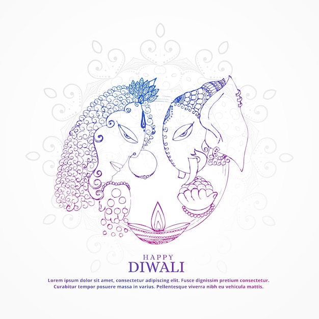 Déesse Lakshmi Et Lord Ganesha Créatif Et Heureux Diwali Fond