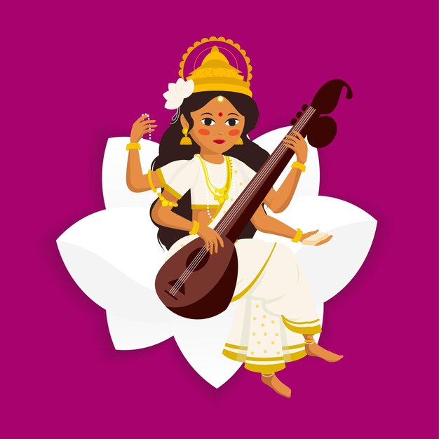 Déesse Saraswati Avec Veena