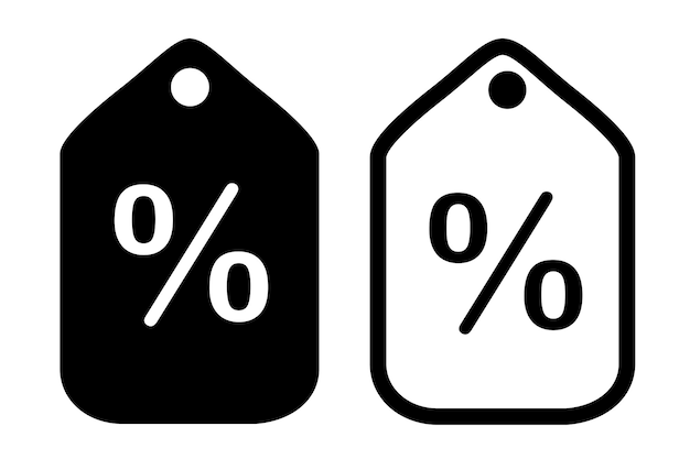 Définir 2 Pourcentage De Balise Rectangle Simple Vecteur Icône