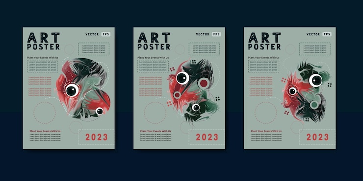 Vecteur définir des affiches d'art abstrait avec des éléments graphiques. conception d'art abstrait