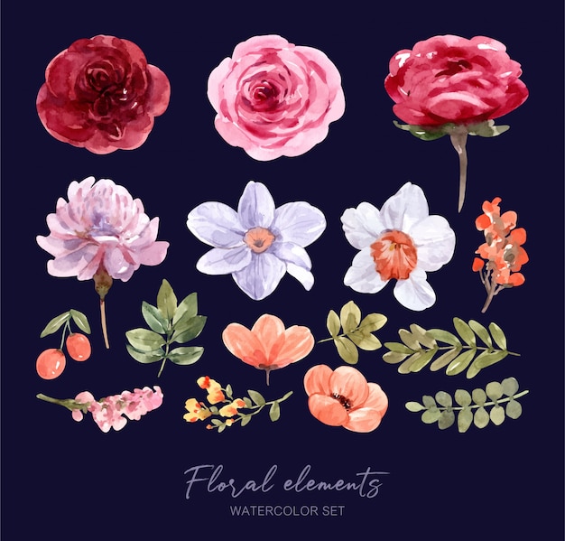 définir aquarelle de fleurs élément