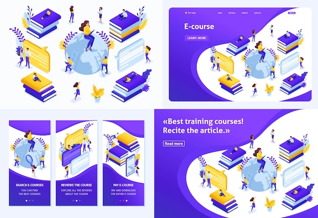 Définir Un Article De Conception De Modèle, Une Page D'atterrissage, Une Conception D'application, Un Concept Isométrique Pour La Recherche Des Meilleurs Cours électroniques, Un Processus D'apprentissage En Ligne.