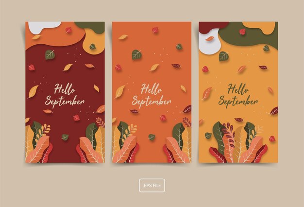 Définir la bannière d'automne bonjour plat