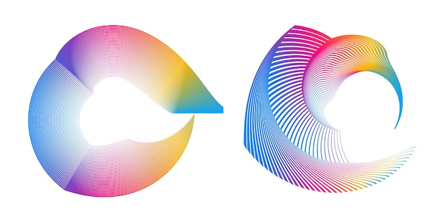 Définir un cercle d'éléments de conception Cercle de couleurs vectorielles audacieuses isolées à partir de rayures ondulées de lueur abstraite de nombreux tourbillons scintillants créés à l'aide de l'outil de fusion Illustration vectorielle EPS10 pour votre présentation