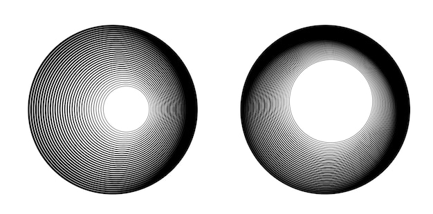 Définir un cercle d'éléments de conception Isolé des couleurs vectorielles audacieuses de l'anneau doré de la lueur abstraite des rayures ondulées de nombreux tourbillons scintillants créés à l'aide de l'outil de fusion Illustration vectorielle EPS10 pour votre présentation