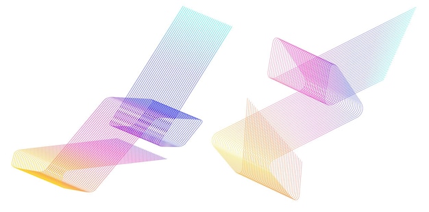 Définir un cercle d'éléments de conception Isolé des couleurs vectorielles audacieuses de l'anneau doré de la lueur abstraite des rayures ondulées de nombreux tourbillons scintillants créés à l'aide de l'outil de fusion Illustration vectorielle EPS10 pour votre présentation