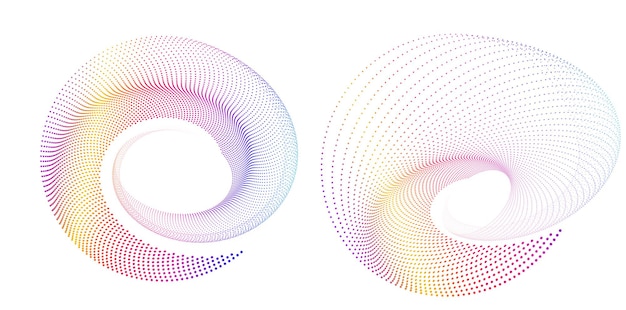 Définir un cercle d'éléments de conception Isolé des couleurs vectorielles audacieuses de l'anneau doré de la lueur abstraite des rayures ondulées de nombreux tourbillons scintillants créés à l'aide de l'outil de fusion Illustration vectorielle EPS10 pour votre présentation