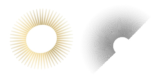 Définir un cercle d'éléments de conception Isolé des couleurs vectorielles audacieuses de l'anneau doré de la lueur abstraite des rayures ondulées de nombreux tourbillons scintillants créés à l'aide de l'outil de fusion Illustration vectorielle EPS10 pour votre présentation