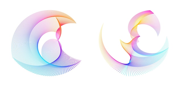 Définir un cercle d'éléments de conception Isolé des couleurs vectorielles audacieuses de l'anneau doré de la lueur abstraite des rayures ondulées de nombreux tourbillons scintillants créés à l'aide de l'outil de fusion Illustration vectorielle EPS10 pour votre présentation