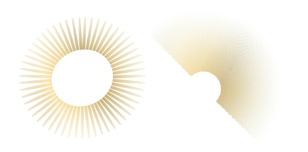 Définir un cercle d'éléments de conception Isolé des couleurs vectorielles audacieuses de l'anneau doré de la lueur abstraite des rayures ondulées de nombreux tourbillons scintillants créés à l'aide de l'outil de fusion Illustration vectorielle EPS10 pour votre présentation